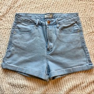 Lightwash High-Waisted Denim Shorts